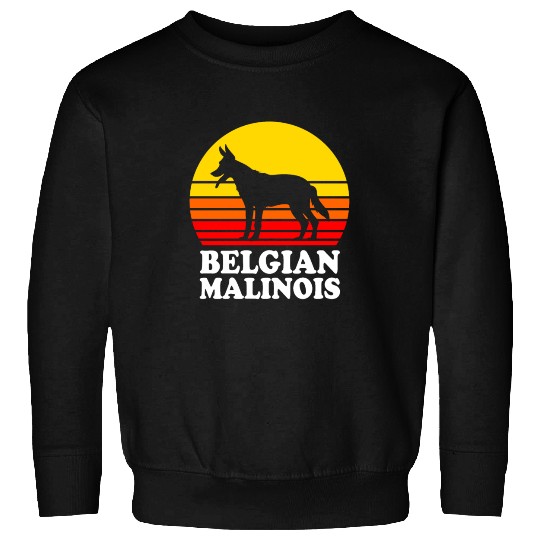 Retro Sunset Dog Silhouette Belgian Malinois Dog Sweatshirts