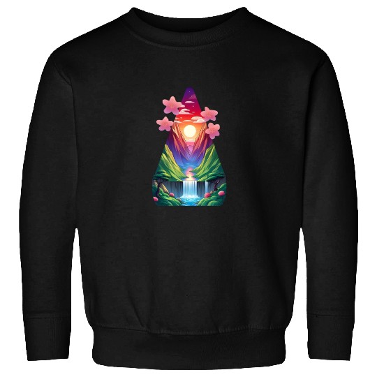 sunrise waterfall scenery Sweatshirts