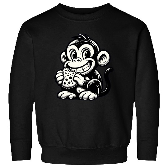Chimpanzee with Cookie Monochrome Design Sweatshirts