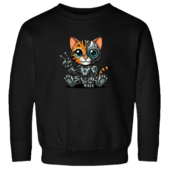 Cute cat robot cyborg mech futuristic Sweatshirts