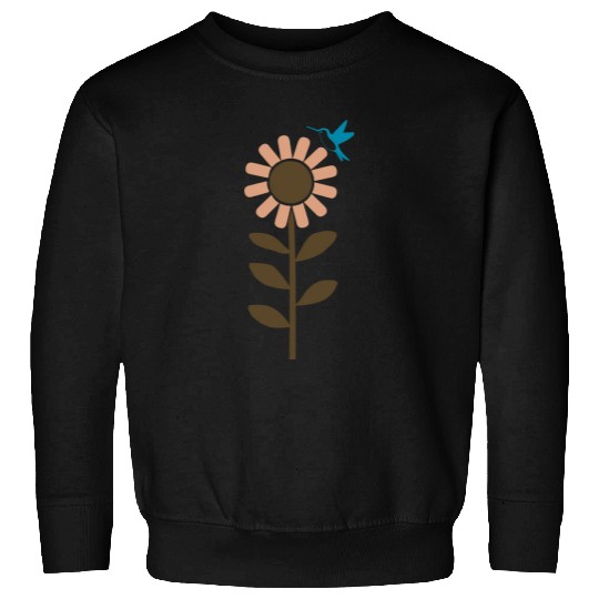 Hummingbird With Flower 3 Color Vector Sweatshirts
