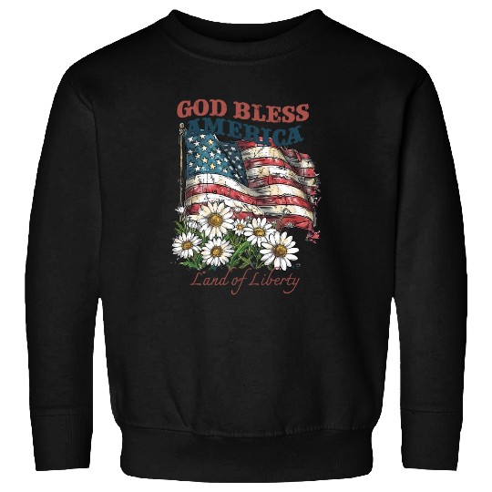 God Bless America 4th Of July US Flag Daisy Sweatshirts