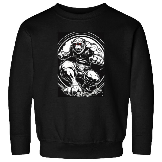Zombie ape street fighter black and white circle l Sweatshirts