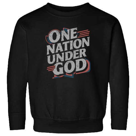 One Nation Under God Christian Pride Retro US Flag Sweatshirts