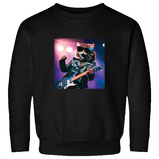 Funny Cat Plays Guitar Instruments Cute Concert Sweatshirts