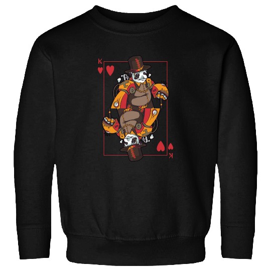 Panda Steampunk Card Game Heart King Poker Sweatshirts