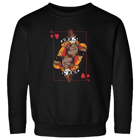 Panda Steampunk Card Game Heart King Poker Sweatshirts