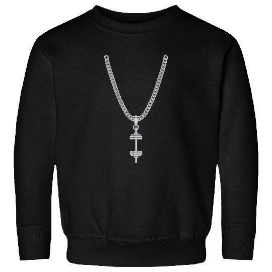 A silver Necklace with a silver Dumbbell Pendant Sweatshirts