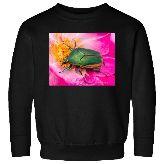 Green Figeater Beetle On Pink Flower Sweatshirts