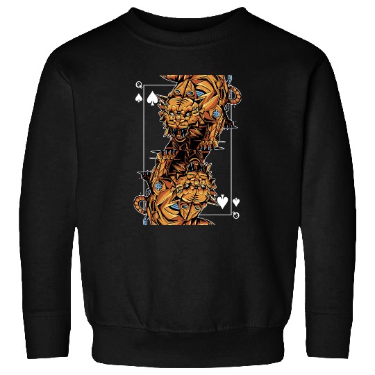 Tiger Steampunk Card Game Queen of Spades Poker Sweatshirts