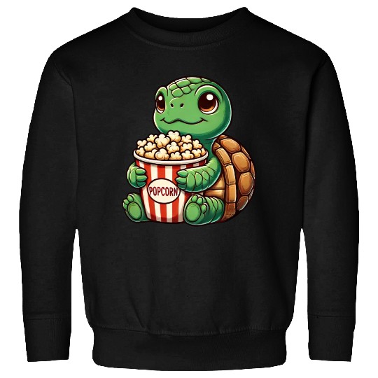 Cute turtle popcorn movies cinema fun Sweatshirts