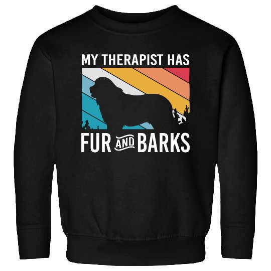 My Therapist Has Fur And Barks Retro Therapy Dog Sweatshirts