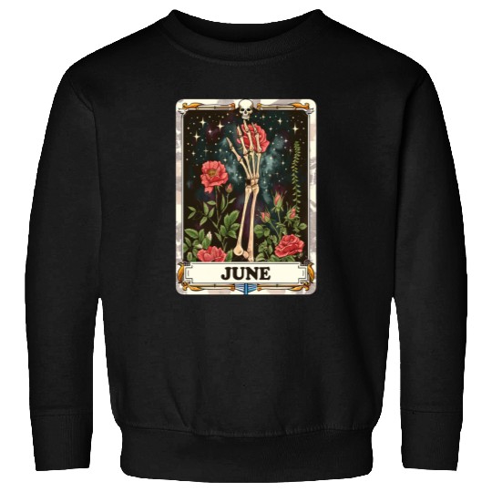 June Gothic Tarot Card - Rose Flower & Skeleton's Sweatshirts