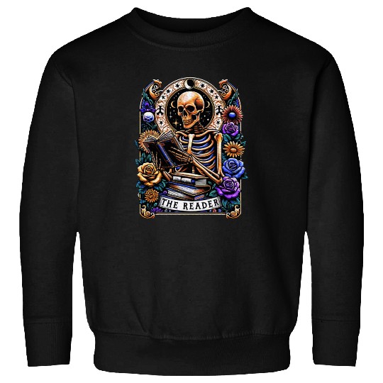 The Reader Tarot Card Halloween Reading Skeleton Sweatshirts