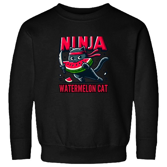 Ninja Cat Watermelon Swordplay Sweatshirts