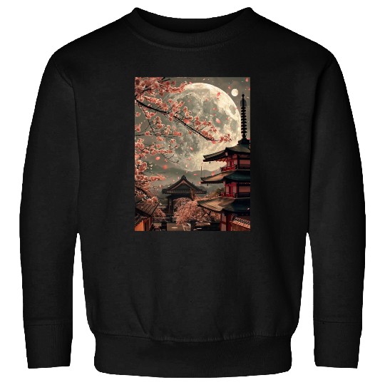 Full Moon in Tokyo Japan Sakura Sweatshirts