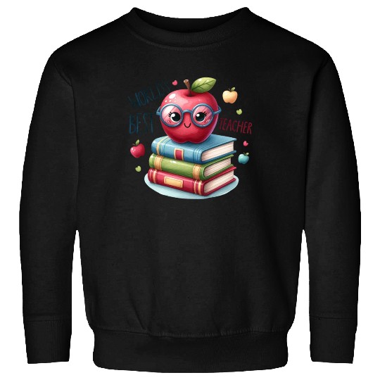 Worlds Best Teacher Apple And Books For Teacher Sweatshirts