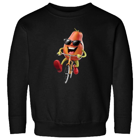 Papaya Cycling On Bike Realistic Sweatshirts