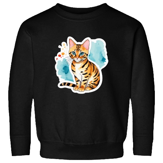 Leopard Cat Watercolor Sweatshirts
