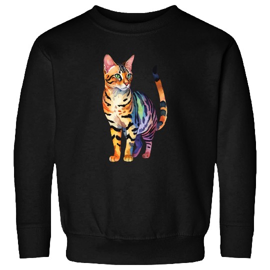 Leopard Cat Watercolor Sweatshirts