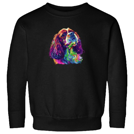 Cavalier King Charles Spaniel Illustration Rainbow Sweatshirts