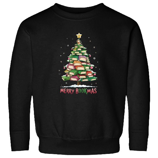 Christmas Book Lover Tree Librarian Merry Bookmas Sweatshirts