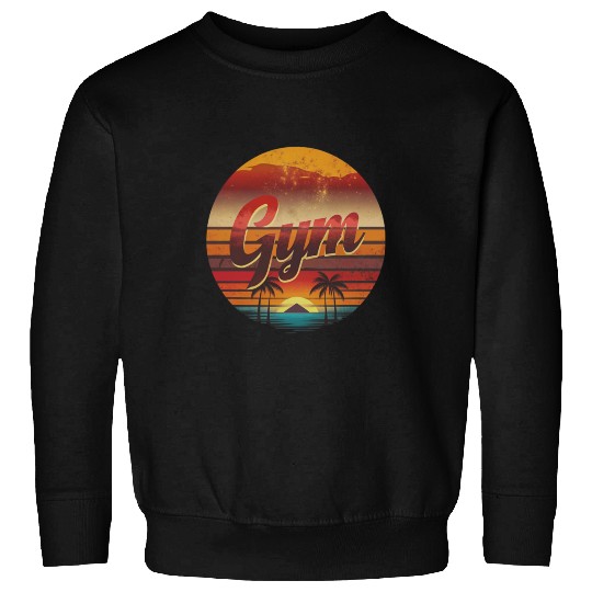 Vintage GYM Sunset Workout Streetwear Style Sweatshirts