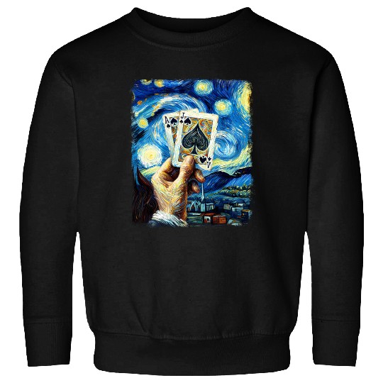 Blackjack Gambling Cards Starry Night Painting Sweatshirts