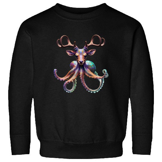 Psychedelic deer octopus with antlers Sweatshirts