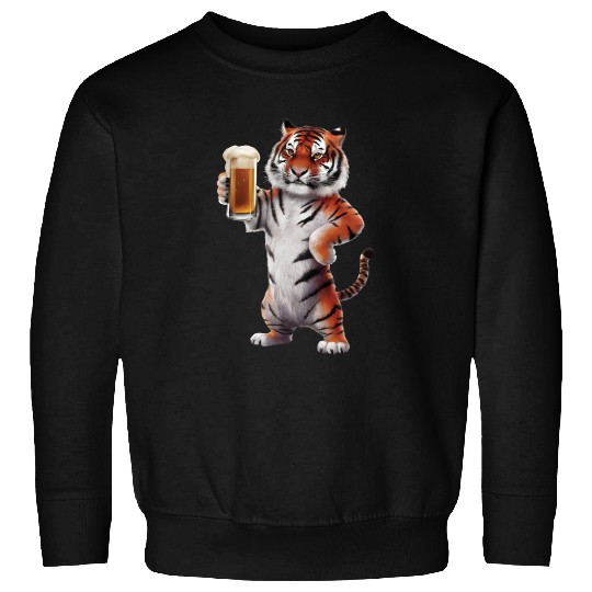 Tiger Drinking Beer Realistic Sweatshirts
