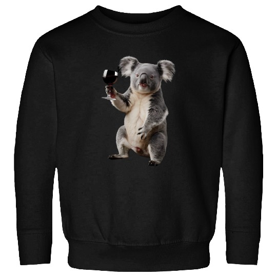 Koala Drinking Wine Realistic Sweatshirts