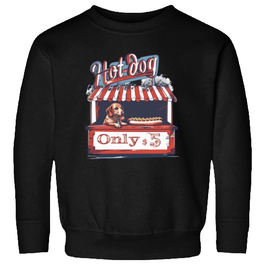 Dachshund Dog in a Hot-Dog Stand Wiener Sweatshirts