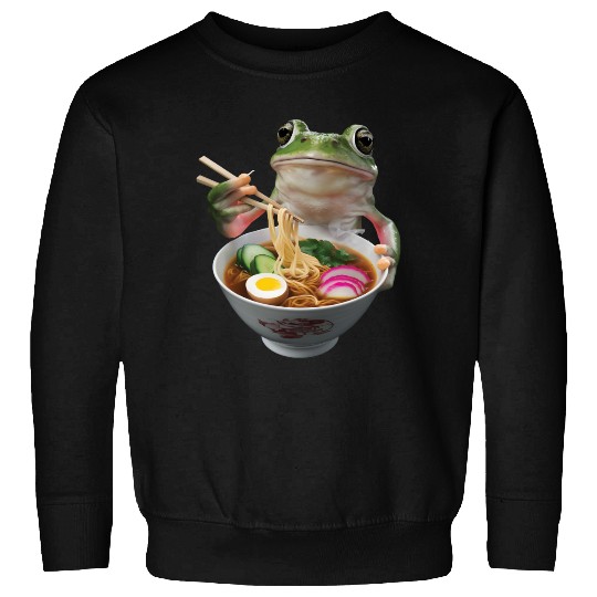 Frog Eating Ramen Realistic Sweatshirts