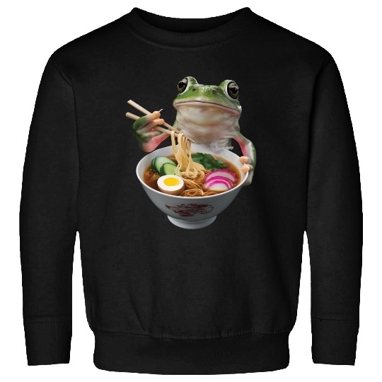 Frog Eating Ramen Realistic Sweatshirts