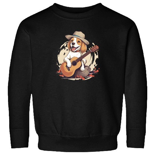 Beagle Playing a Guitar Cute and Happy Sweatshirts