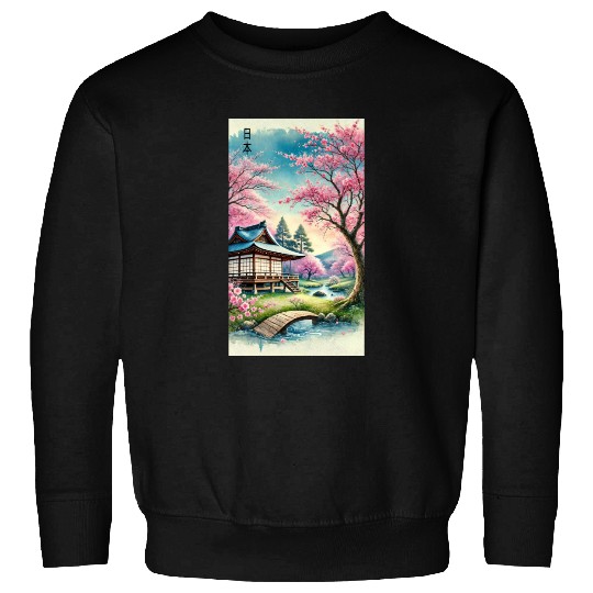 Japan church flowers otaku design Sweatshirts