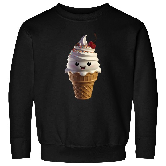 Happy Ice Cream Realistic Sweatshirts
