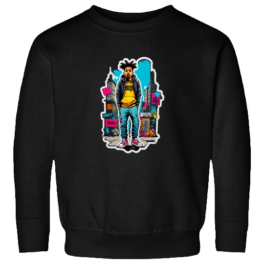 Urban Graffiti Portrait of Youth Sweatshirts