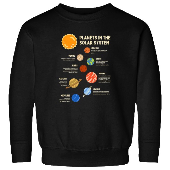 Colorful Solar System Planets Space Science Sweatshirts
