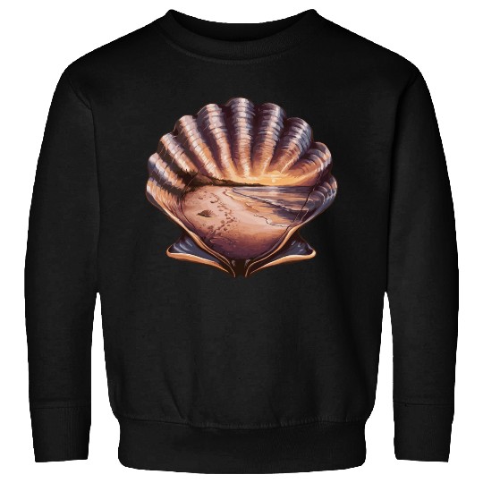 Seashell Beach Scene Serene Ocean Landscape Sweatshirts