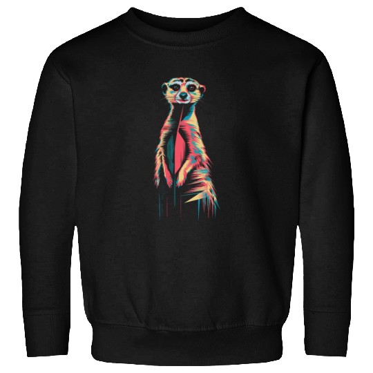 Vibrant Meerkat Illustration Neon Colors Sweatshirts
