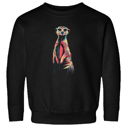 Vibrant Meerkat Illustration Neon Colors Sweatshirts