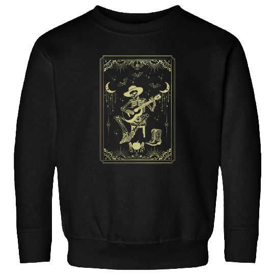 Tarot Card Celestial Cowboy Skeleton Plays Guitar Sweatshirts