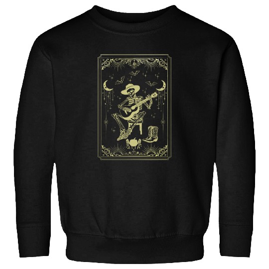 Tarot Card Celestial Cowboy Skeleton Plays Guitar Sweatshirts