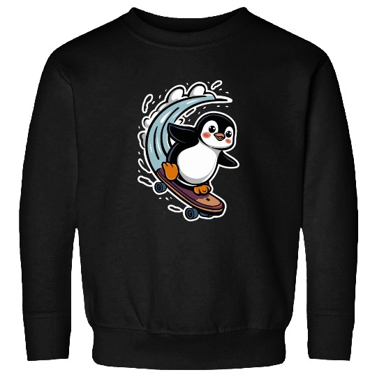 Penguin Skateboarding Adventure Fun Sweatshirts