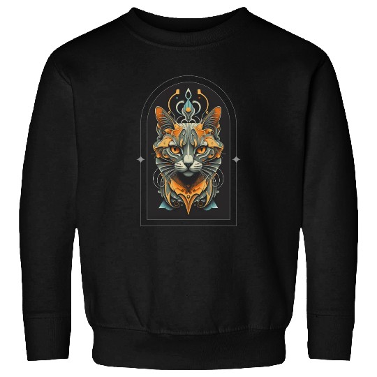 Elegant stylish black and gold cat face Sweatshirts