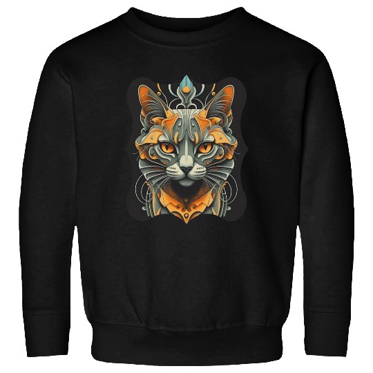 Elegant stylish black and gold cat face Sweatshirts
