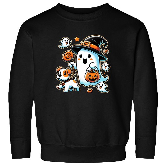 Spooky Ghost and Puppy - Halloween Trick or Treat Sweatshirts