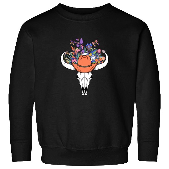 wildflower with Cow Skull blooming Sweatshirts