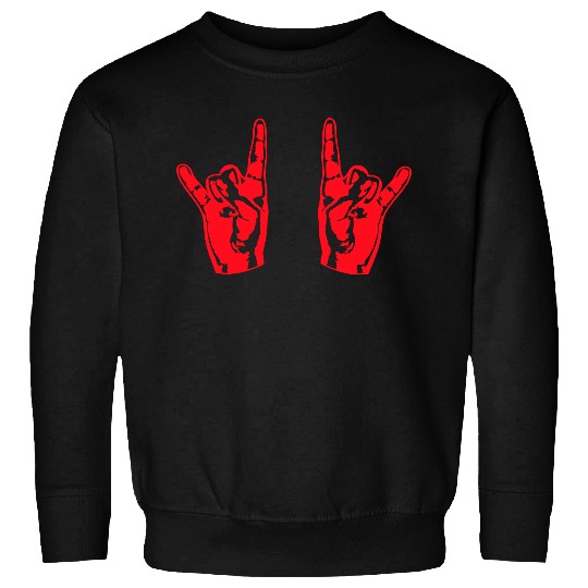 Two heavy metal hard rock horn finger hand gesture Sweatshirts